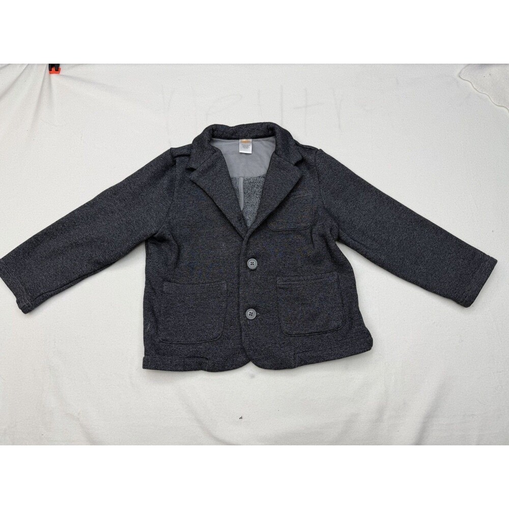 Gymboree Boys Blazer Jacket Gray Marled Sweater Knit 2 Button Dressy Sz S 5-6